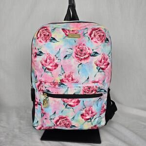 Betsey Johnson Floral Backpack Pink Blue 14" x 10" x 4"